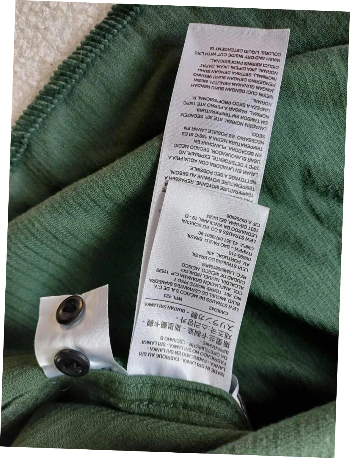 Chemise / Surchemise velours côtelé vert Levi's - Neuf avec étiquette - Taille 5XL – photo 6